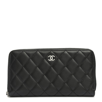 Chanel Lambskin Quilted Large Gusset Zip Around Wallet Black 1 of 10