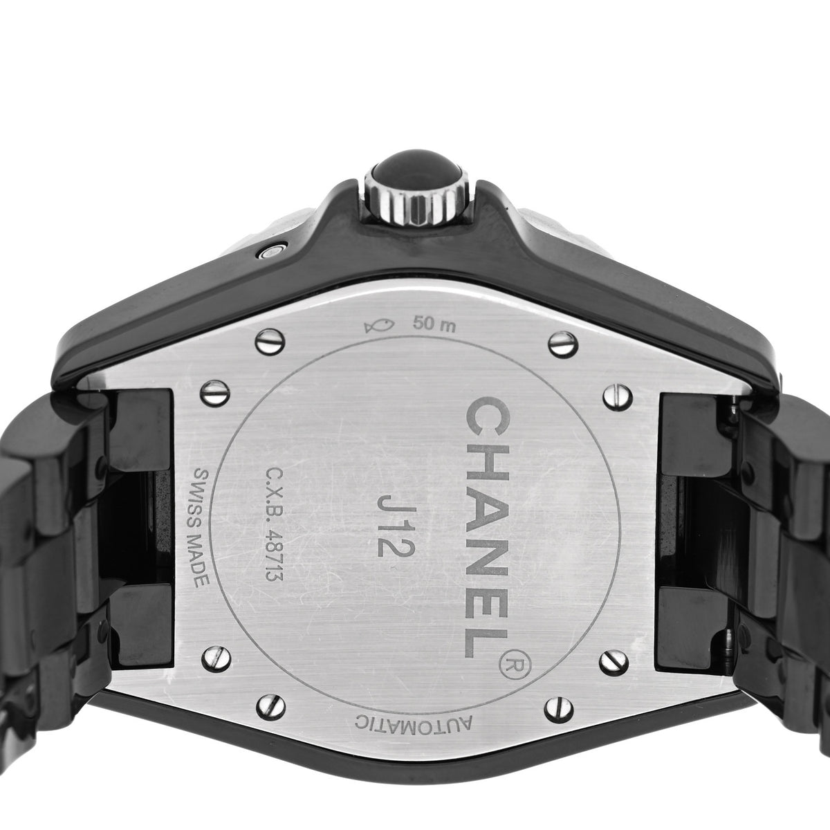 Chanel Stainless Steel Ceramic Diamond 38mm J12 Moon Phase Automatic Watch Black 4 of 4