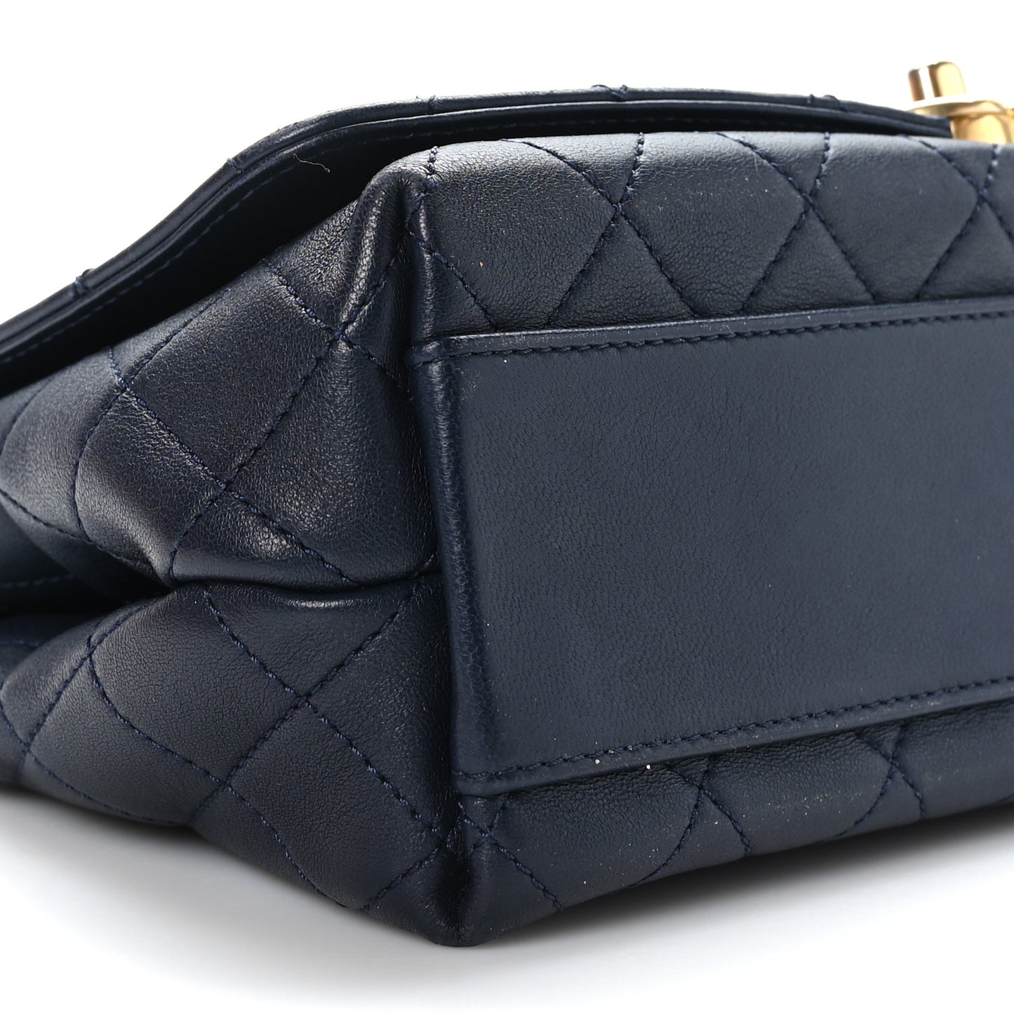 Lambskin Quilted La Parisienne Top Handle Flap Dark Blue