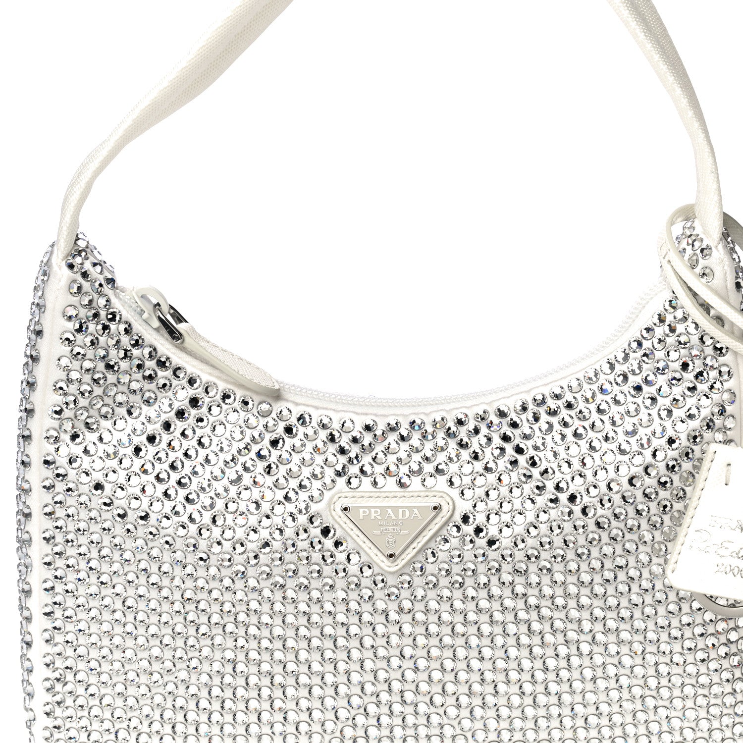 Prada Satin Crystal Mini Re-Edition 2000 Bag White 11 of 12
