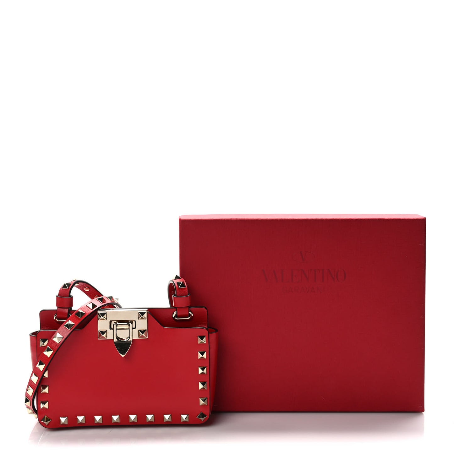 Vitello Rockstud Smartphone Crossbody Red