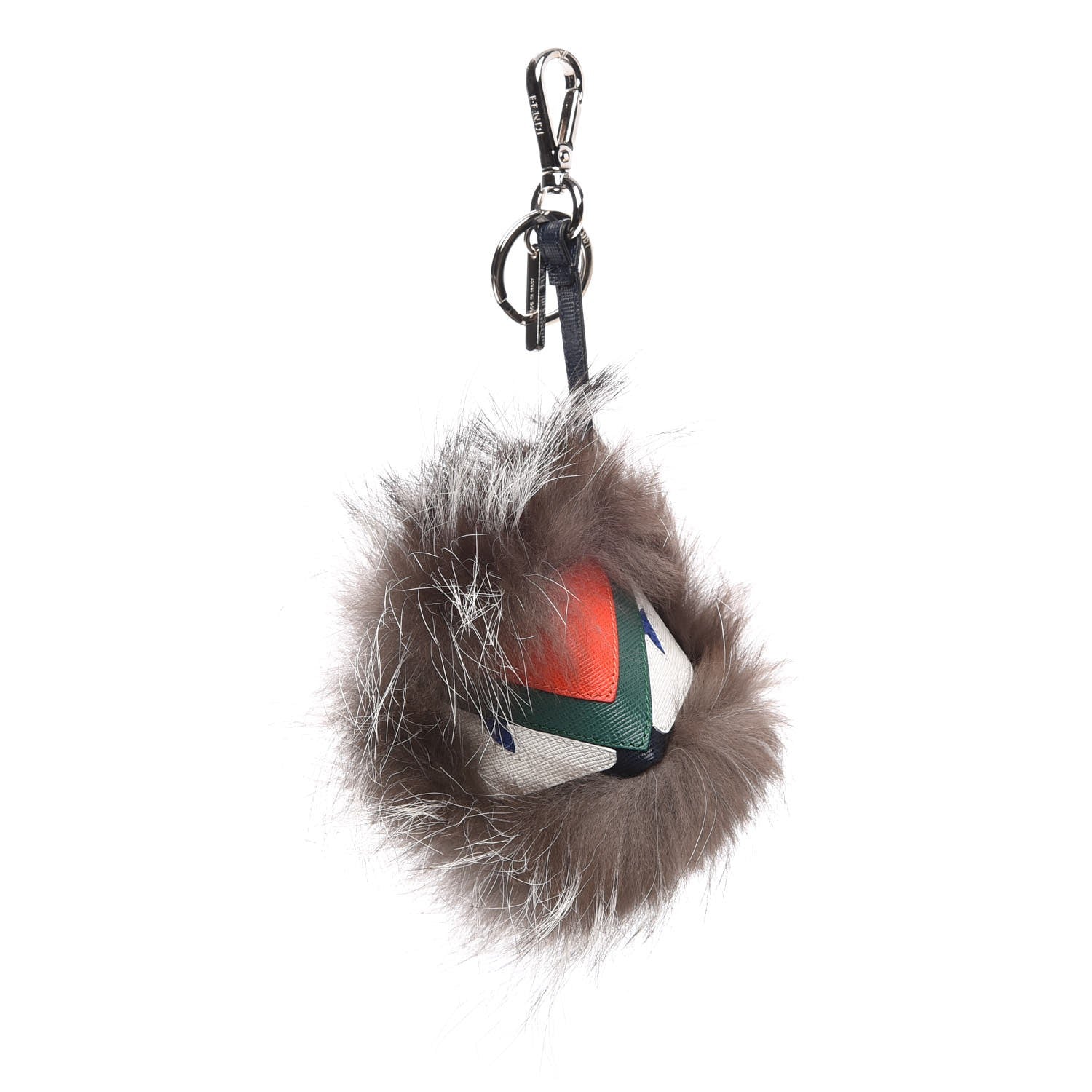 Fendi Silver Fox Fur Vitello Elite Monster Bag Bug Cube Charm Multicolor 1 of 5