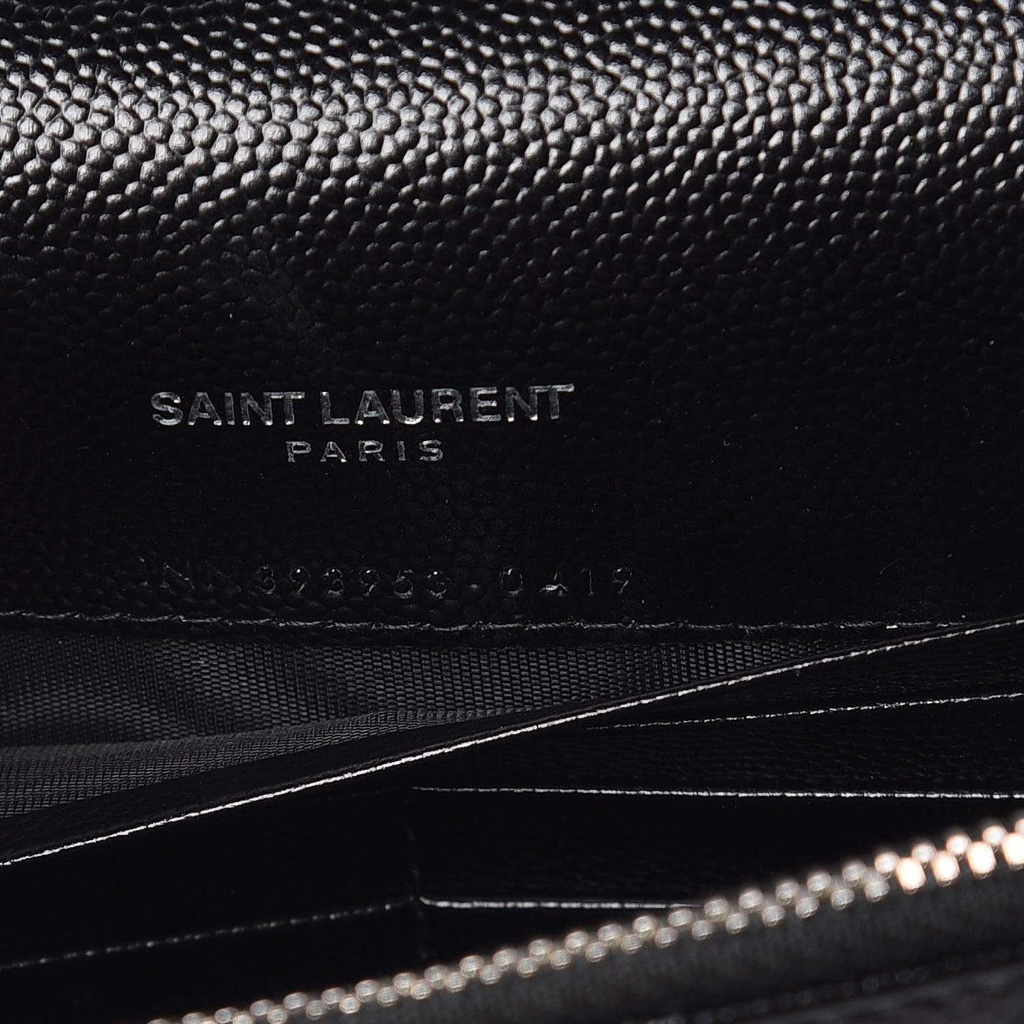 Grain De Poudre Matelasse Chevron Monogram Envelope Chain Wallet Black