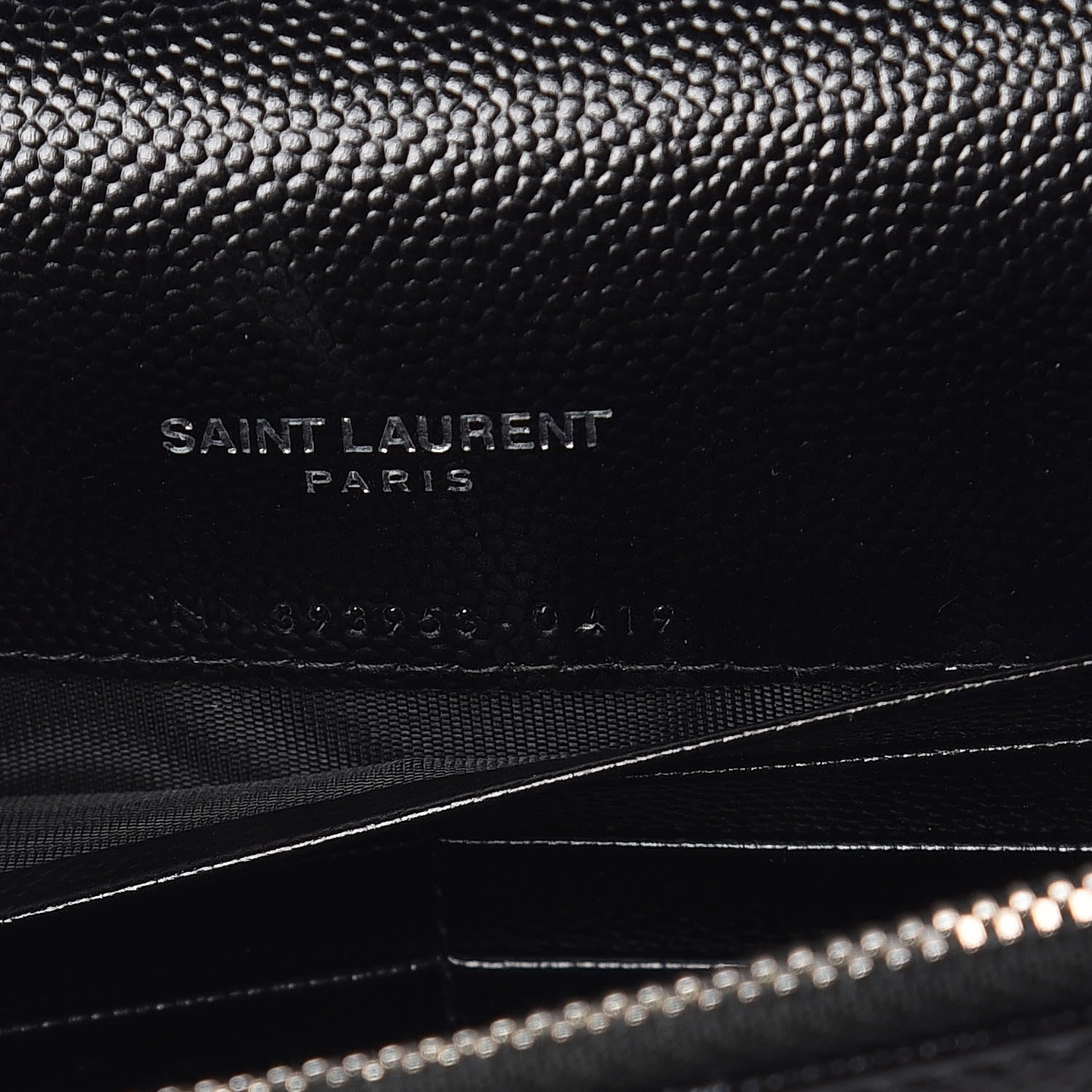 Saint Laurent Grain De Poudre Matelasse Chevron Monogram Envelope Chain Wallet Black 7 of 10