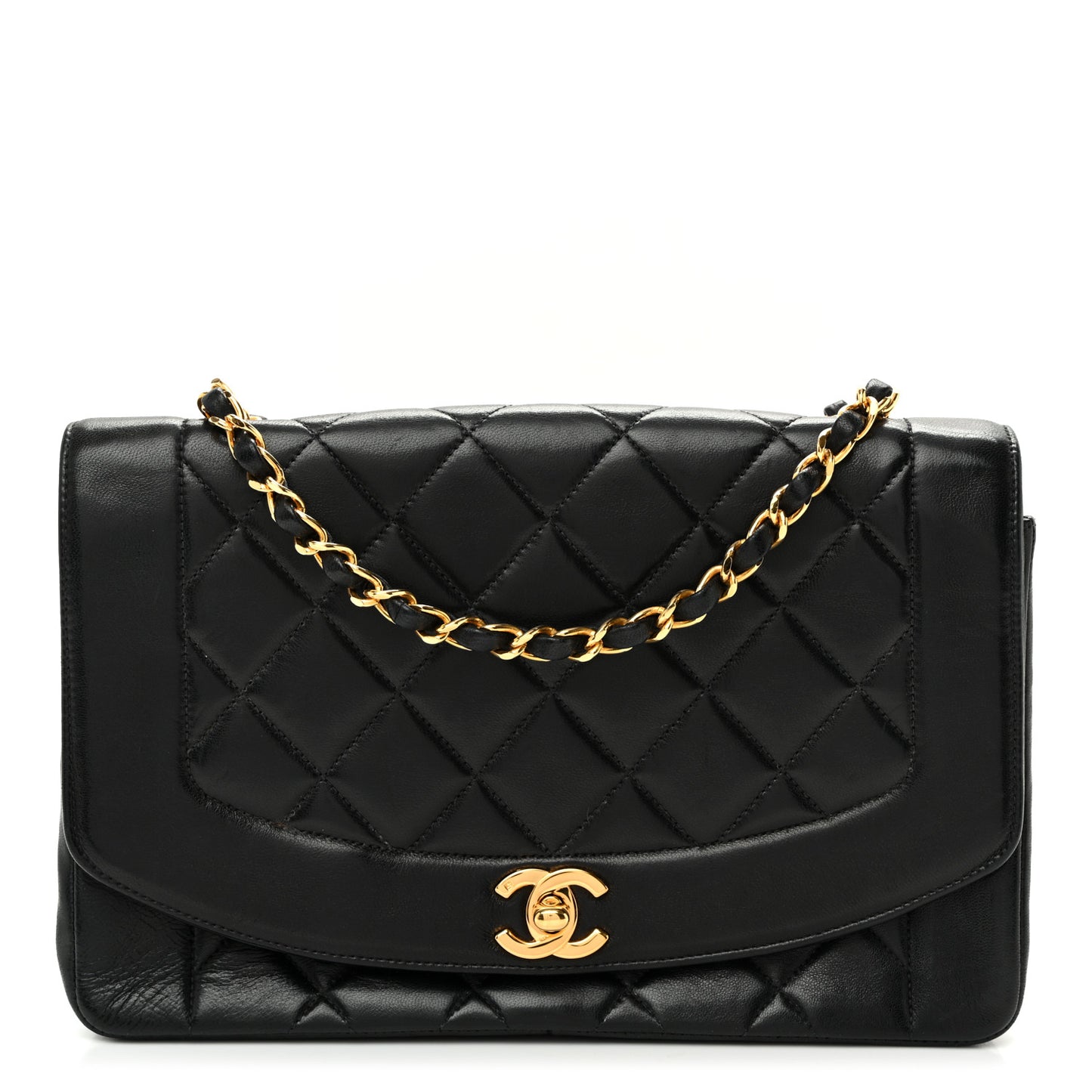 Lambskin Quilted Medium Single Flap Black