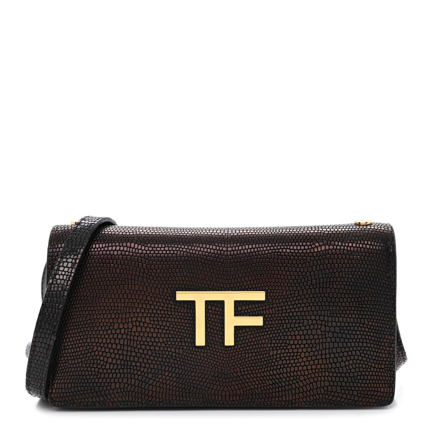 Calfskin Lizard Embossed Mini TF Bag Black