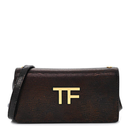 Tom Ford Calfskin Lizard Embossed Mini TF Bag Black 1 of 11