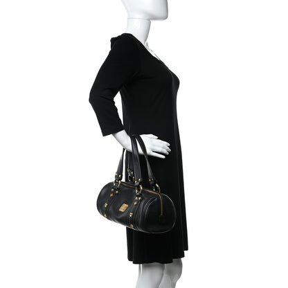 MCM Grained Calfskin Studded Heritage Barrel Bag Black 2 of 10