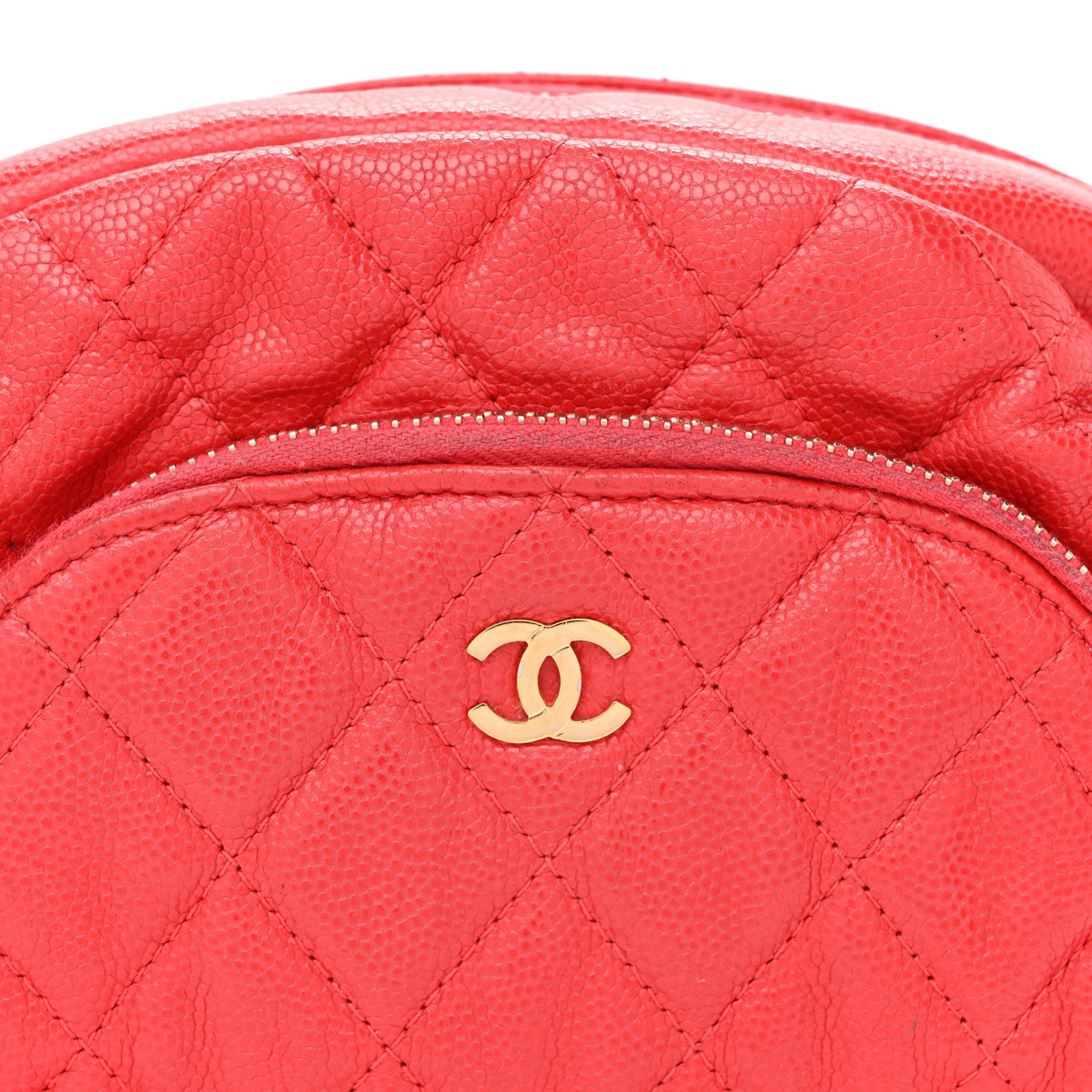 Chanel Caviar Quilted Double Zip Pouch Red 9 of 13