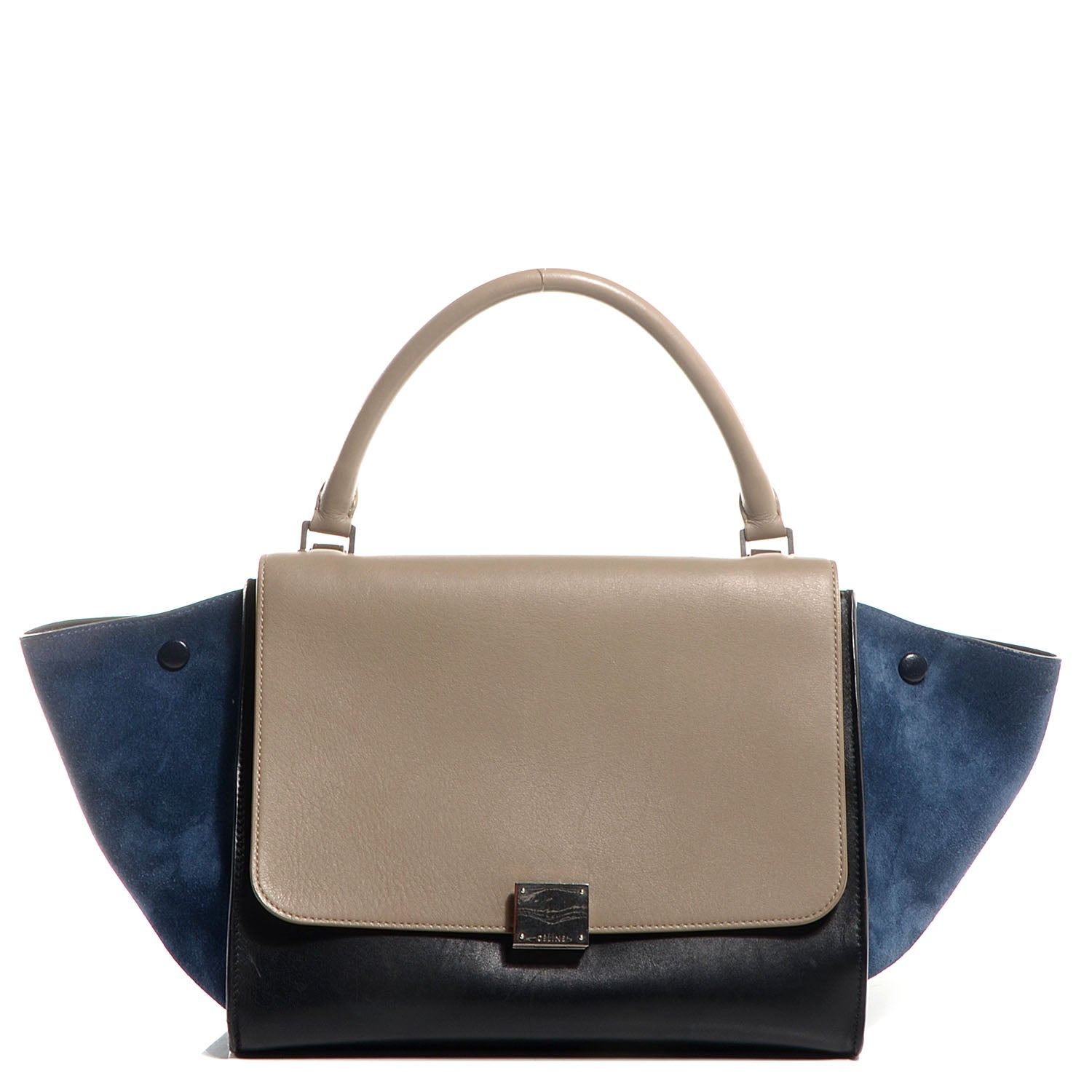 Celine Textured Calfskin and Suede Medium Trapeze Tri-Color Sand 1 of 7