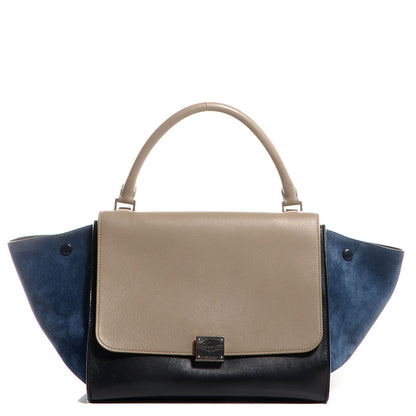 Celine Textured Calfskin and Suede Medium Trapeze Tri-Color Sand 1 of 7