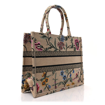 Christian Dior Raffia Embroidered Petites Fleurs Medium Book Tote Natural 3 of 7