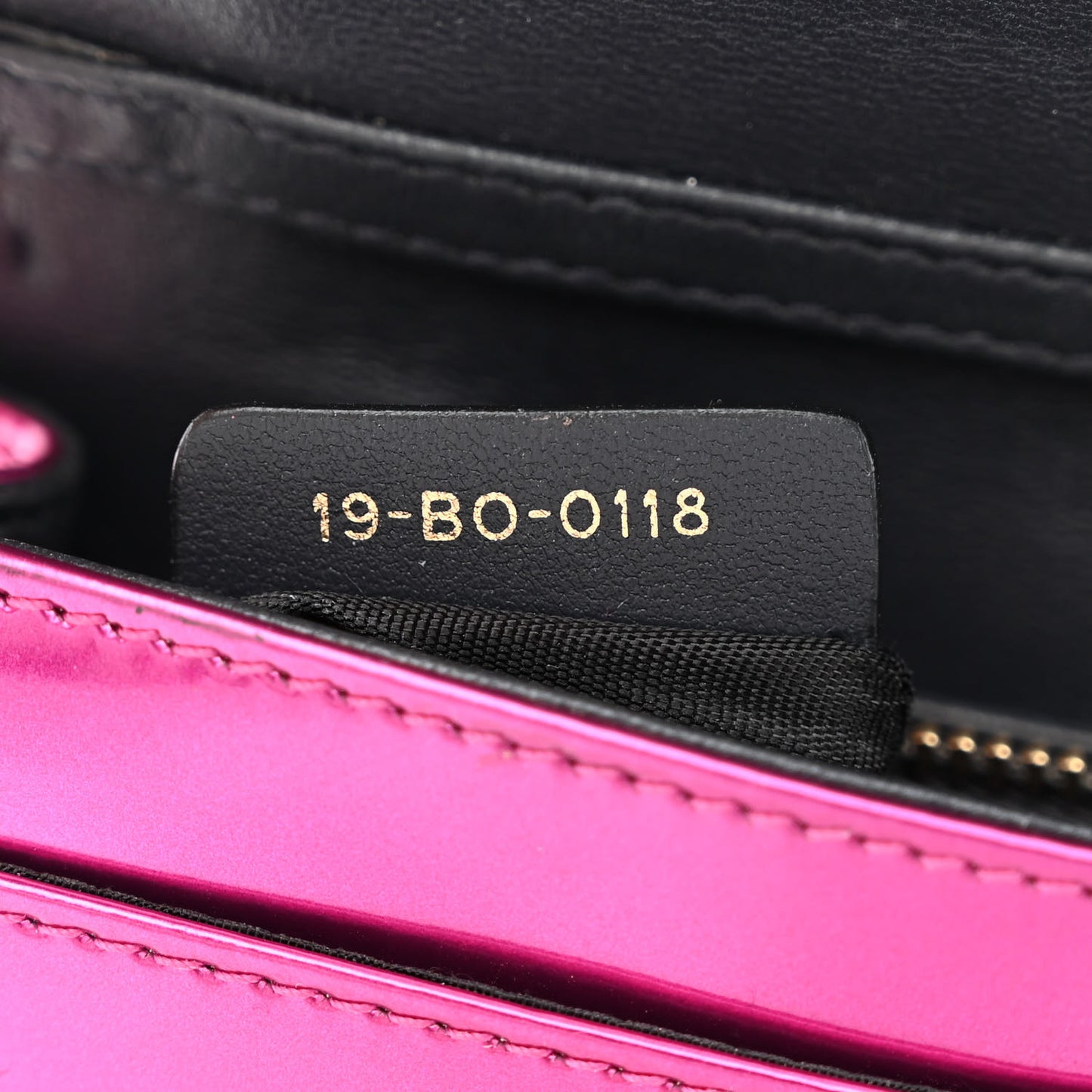 Metallic Patent Micro-Cannage Diorama Wallet on Chain Pouch Fuchsia