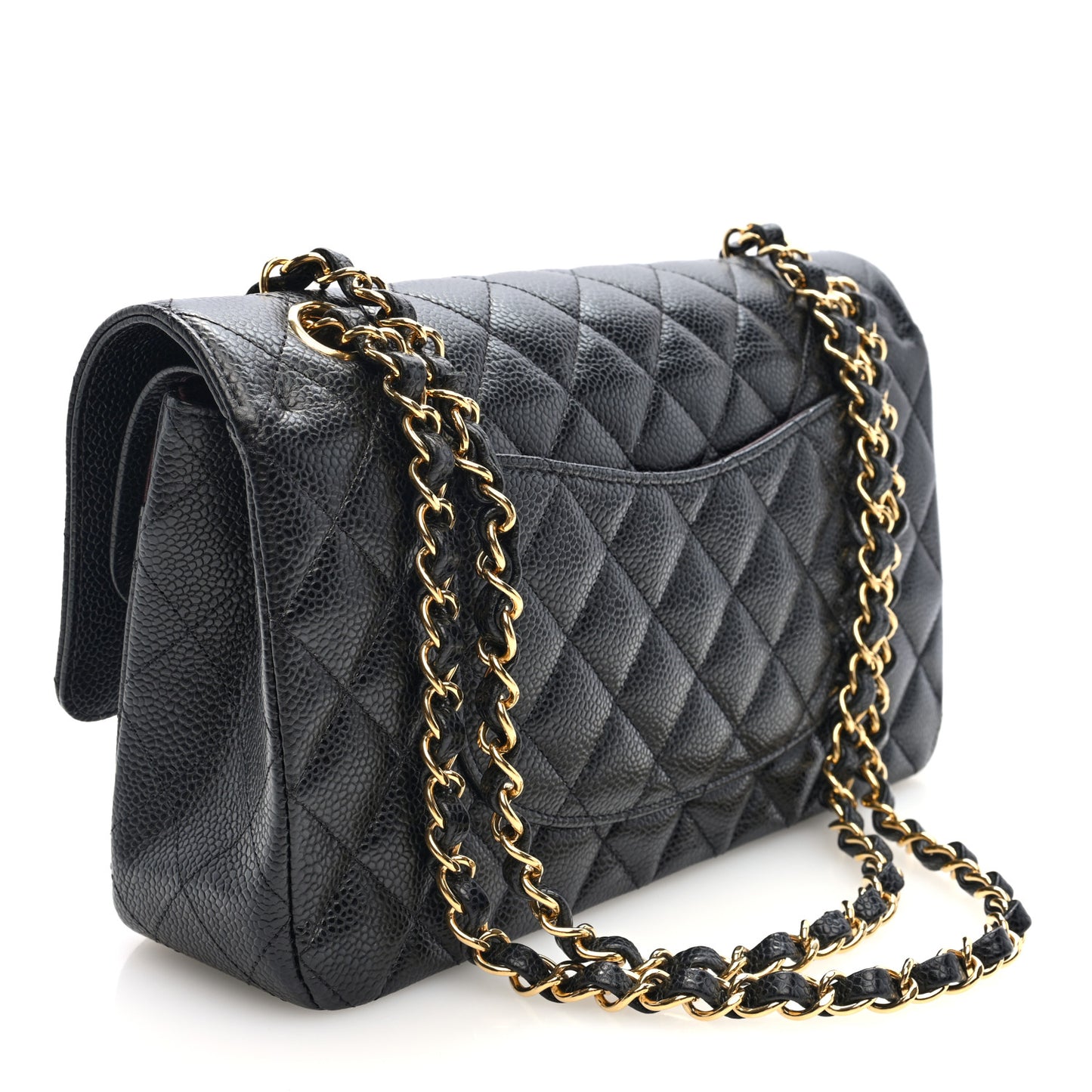 Caviar Quilted Medium Double Flap Black