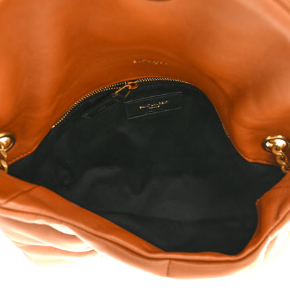 Saint Laurent Lambskin Quilted Small Loulou Puffer Monogram Chain Satchel Dark Honey 5 of 11