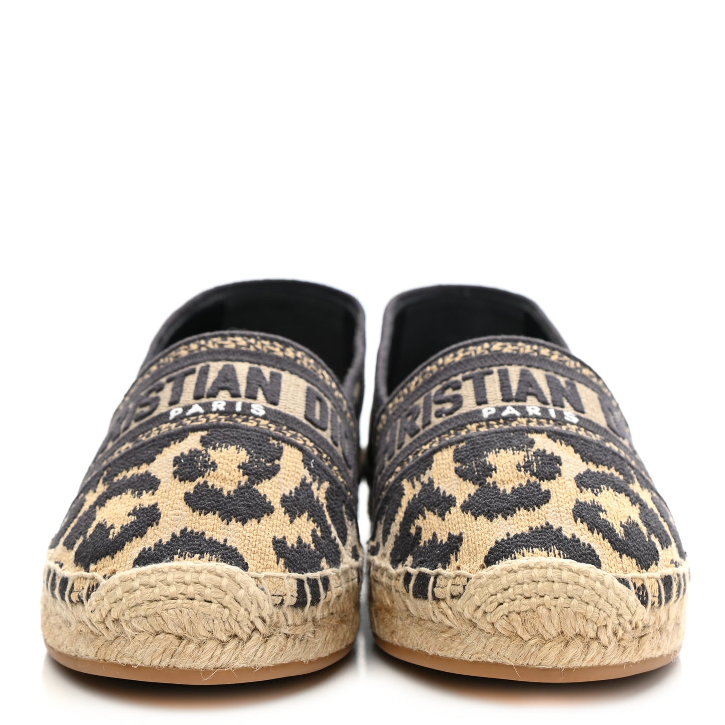 Cotton Embroidered Leopard Print Granville Espadrille 38 Natural