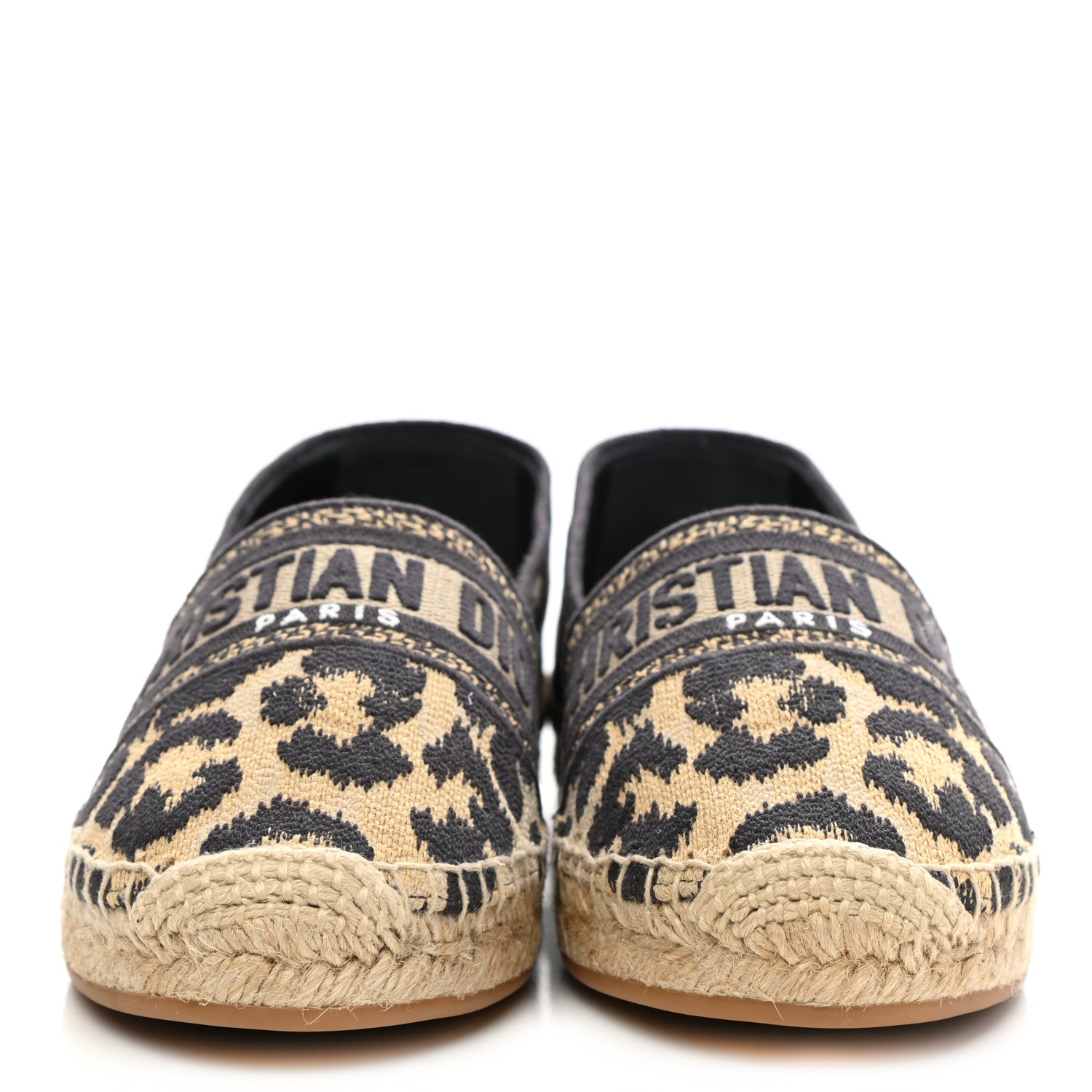 Christian Dior Cotton Embroidered Leopard Print Granville Espadrille 38 Natural 2 of 9