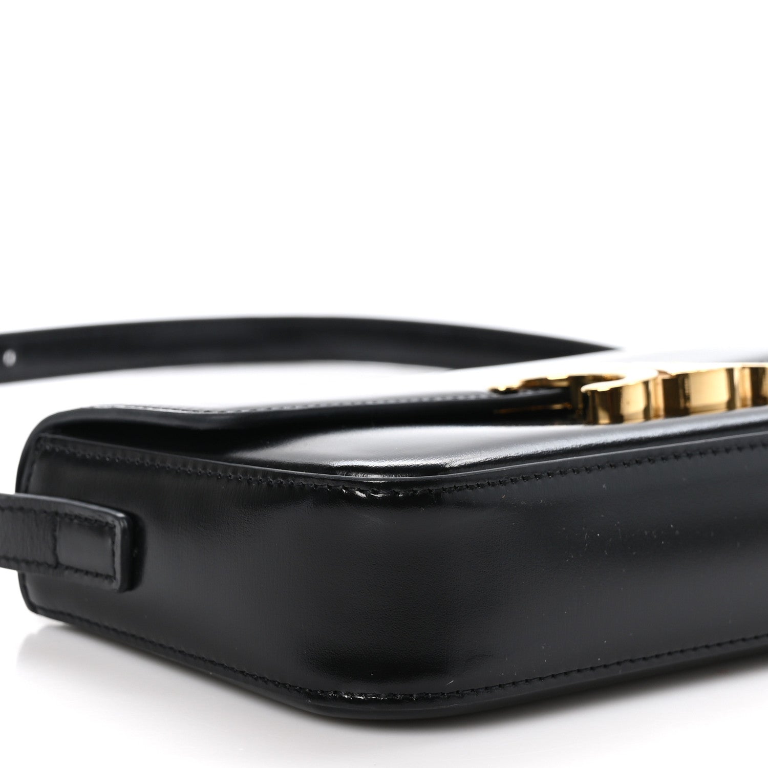 Celine Shiny Calfskin Triomphe Shoulder Bag Black 10 of 11