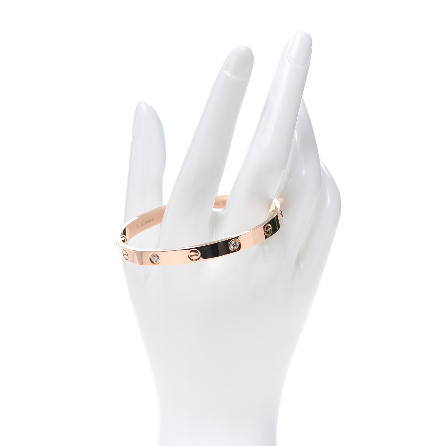 Cartier 18K Pink Gold 4 Diamond LOVE Bracelet 18 2 of 8