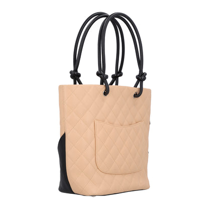 Chanel Calfskin Quilted Medium Cambon Tote Beige Black 3 of 10