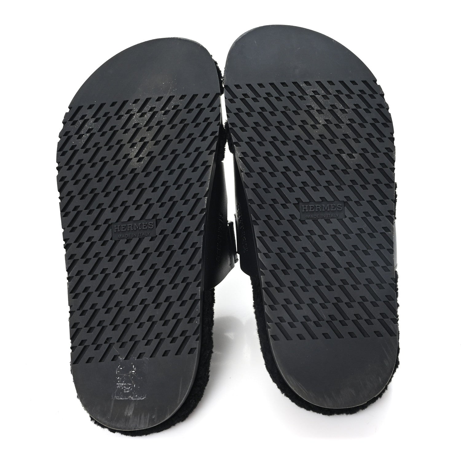 Hermes Calfskin Woolskin Womens Chypre Sandals 38 Black 6 of 10