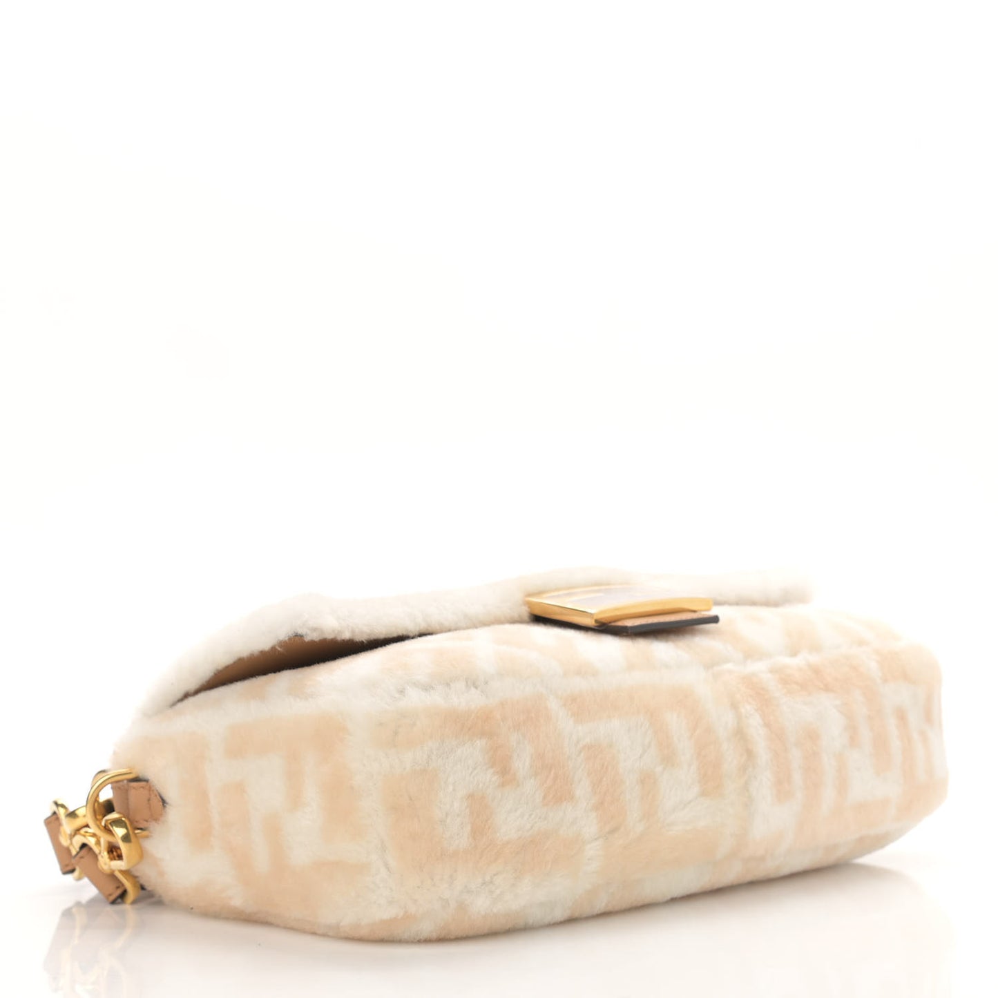 Shearling Vitello Dolce Macro FF 1974 Baguette White Ice Cuoio Miele Scuro