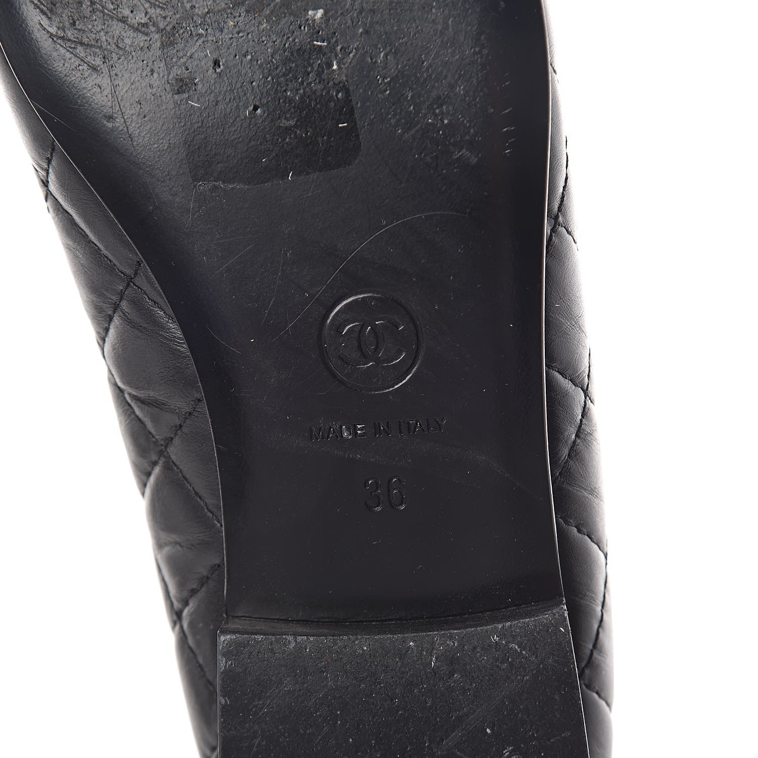Chanel Aged Calfskin Quilted CC Cap Toe Ballerina Flats 36 Black 6 of 7