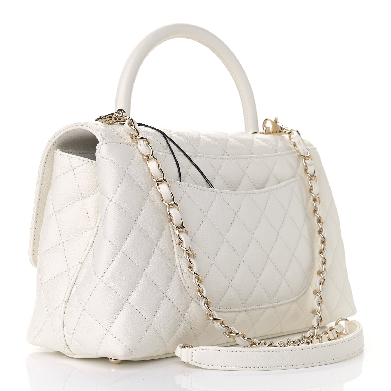 Chanel Caviar Quilted Small Coco Handle Flap White 3 of 9