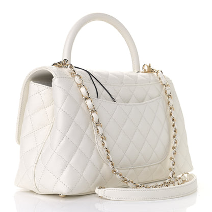 Chanel Caviar Quilted Small Coco Handle Flap White 3 of 9