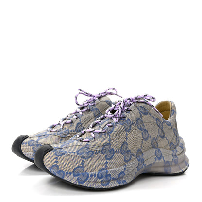 Gucci Ultralight Plume Calfskin Monogram Printed Womens Gucci Run Sneakers 37 Beige Blue 3 of 10