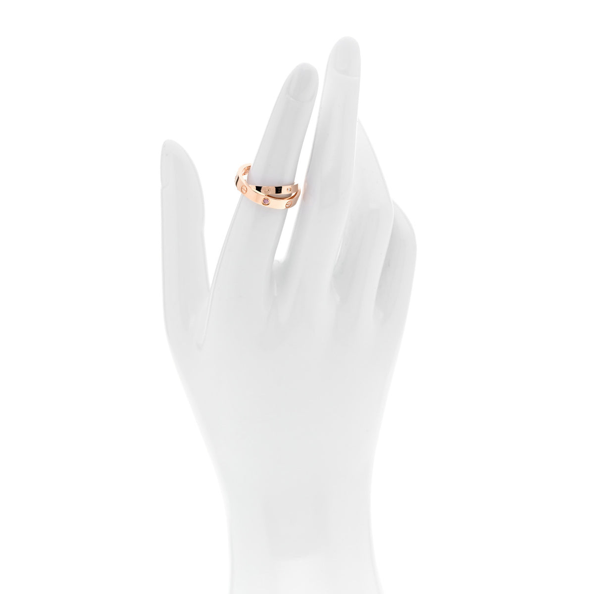 Cartier 18K Pink Gold Diamond Pink Sapphire LOVE Ring  51 5.75 2 of 4