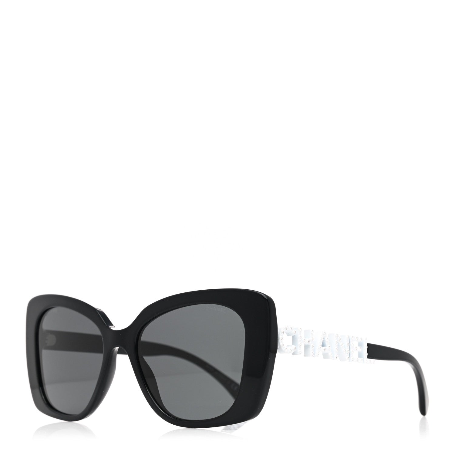 Chanel Acetate Strass Square Sunglasses 5422-B Black White 1 of 7