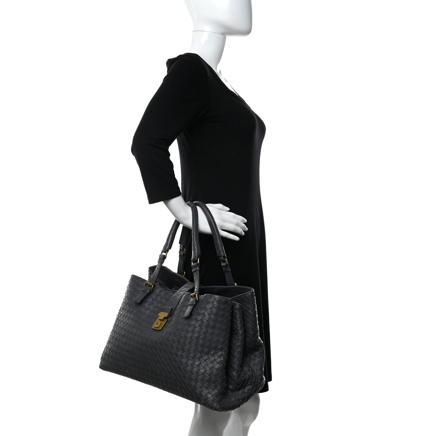 Nappa Intrecciato Medium Roma Tote Grey