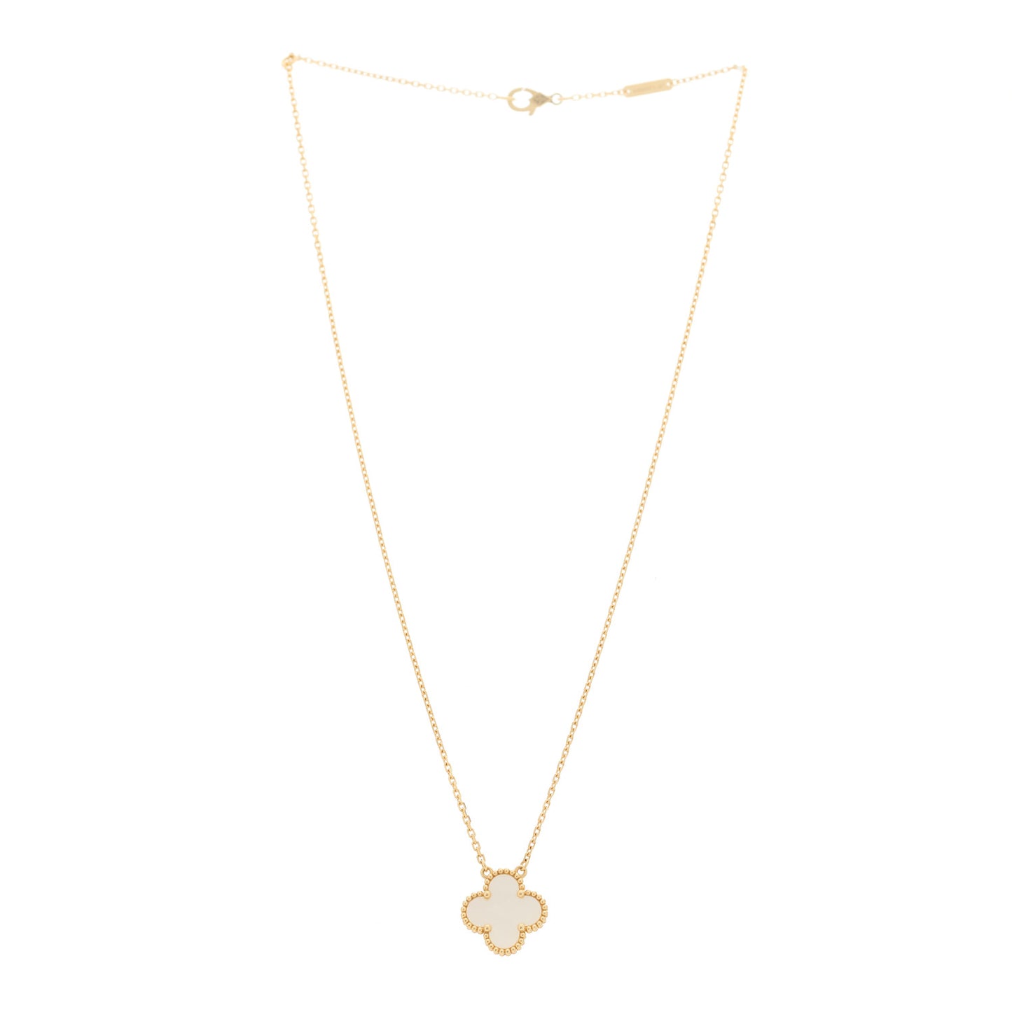 18K Yellow Gold Mother of Pearl Vintage Alhambra Pendant Necklace