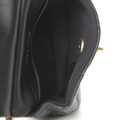 Chanel Calfskin Quilted Lady Handle Flap Card Holder With Chain Black 5 of 12