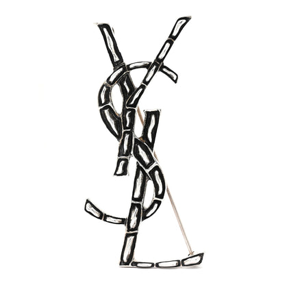 Saint Laurent Monogram Crocodile Opyum Brooch Silver 1 of 5
