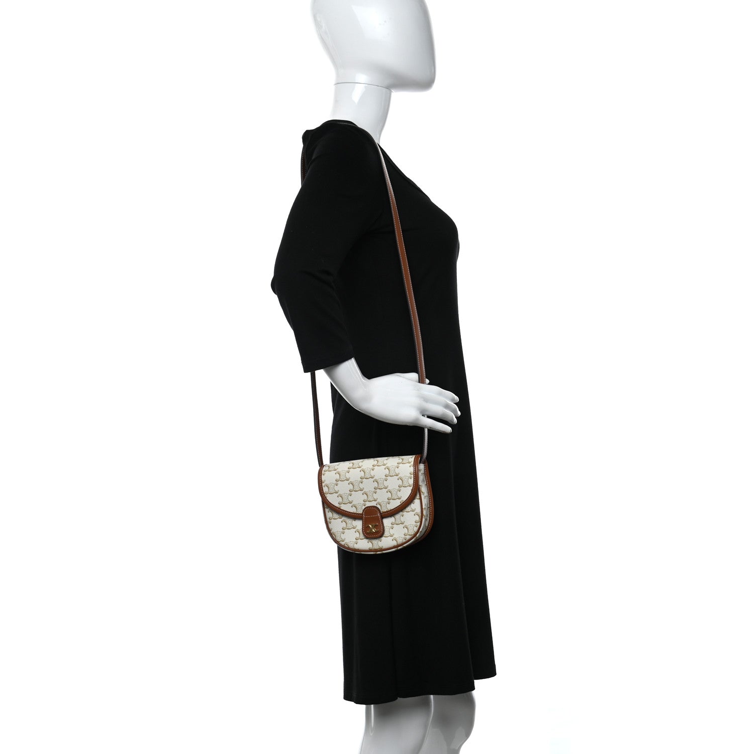 Celine Triomphe Canvas Calfskin Mini Besace Bag White 2 of 9