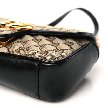 Gucci Monogram Matelasse Diagonal Mini GG Marmont Shoulder Bag Beige Black 10 of 10