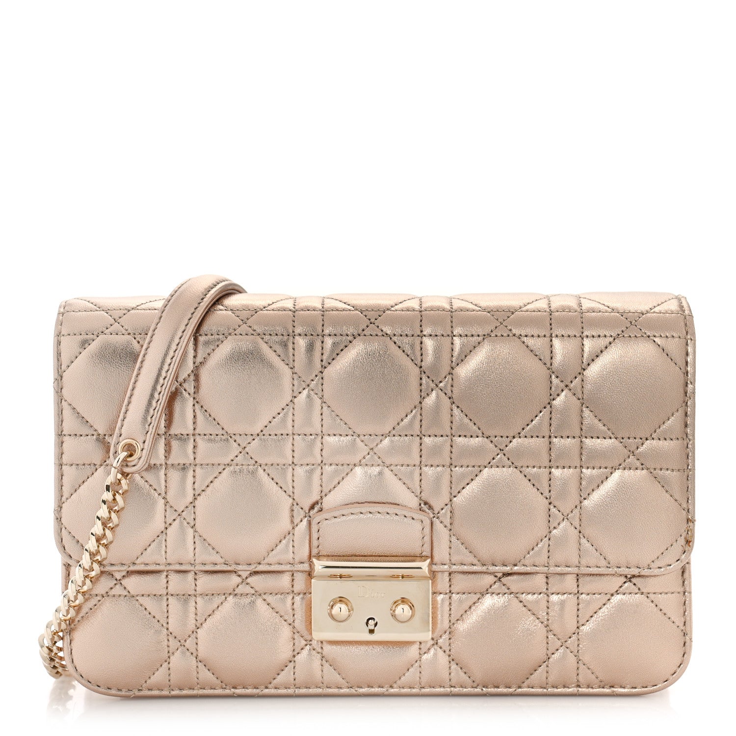 Christian Dior Metallic Lambskin Cannage Miss Dior Promenade Pouch Gold 1 of 8