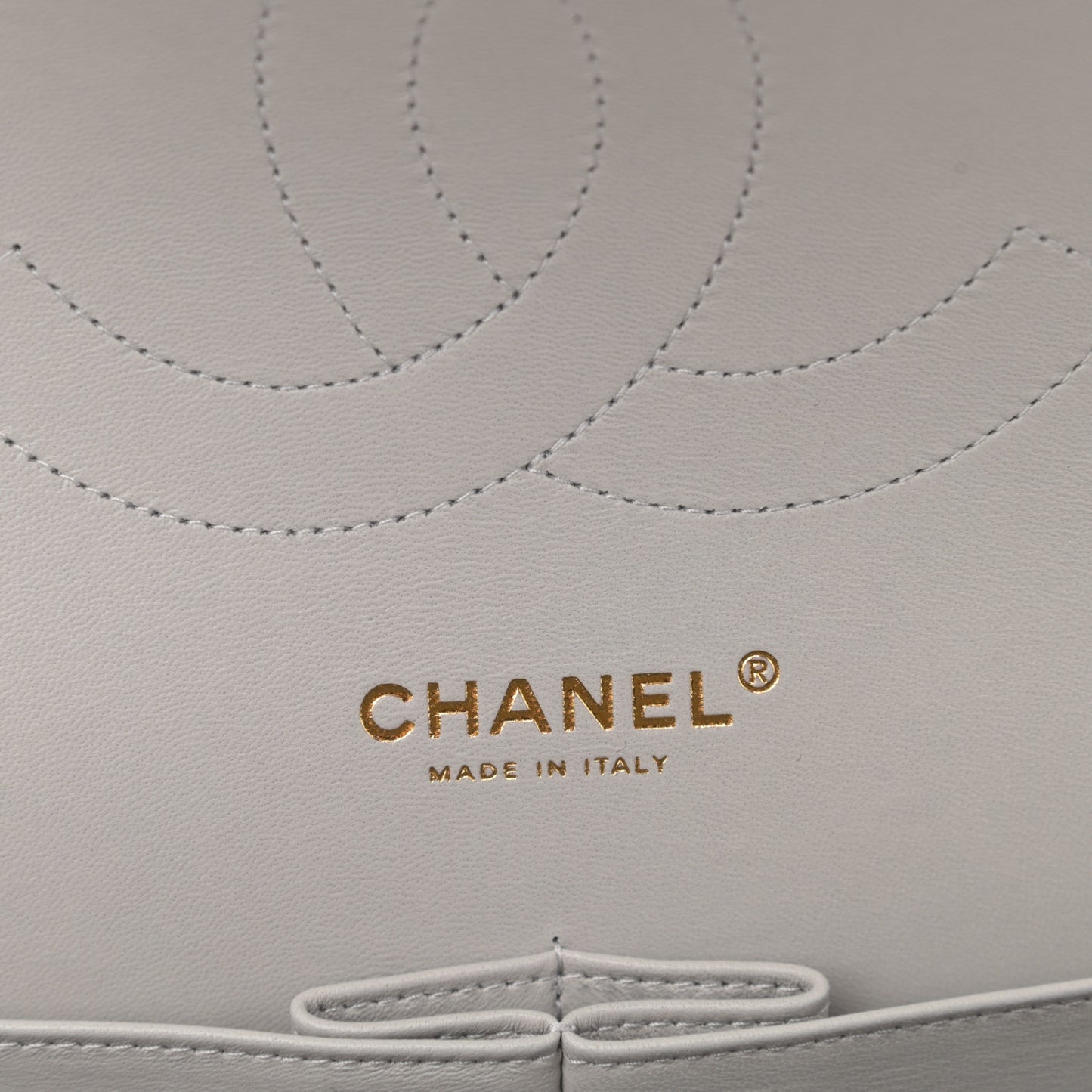 Caviar Quilted Jumbo Double Flap Light Grey