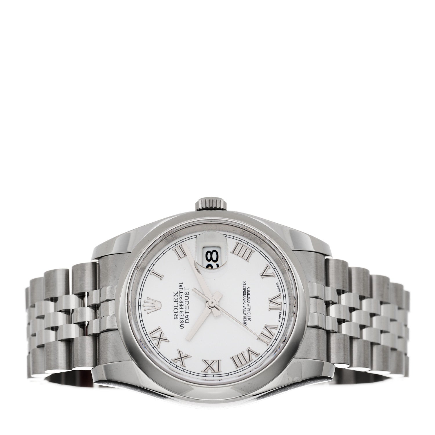 Rolex Stainless Steel 36mm Oyster Perpetual Datejust Watch White Roman 116200 2 of 5