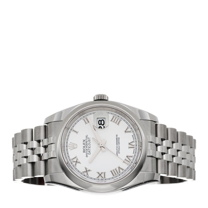 Rolex Stainless Steel 36mm Oyster Perpetual Datejust Watch White Roman 116200 2 of 5