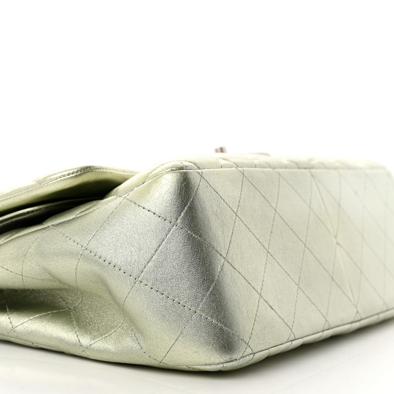 Chanel Metallic Lambskin Quilted Jumbo Double Flap Green 9 of 14