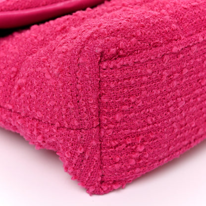 Saint Laurent Boucle Tweed Quilted Toy Loulou Puffer Monogram Chain Satchel Magenta 9 of 13