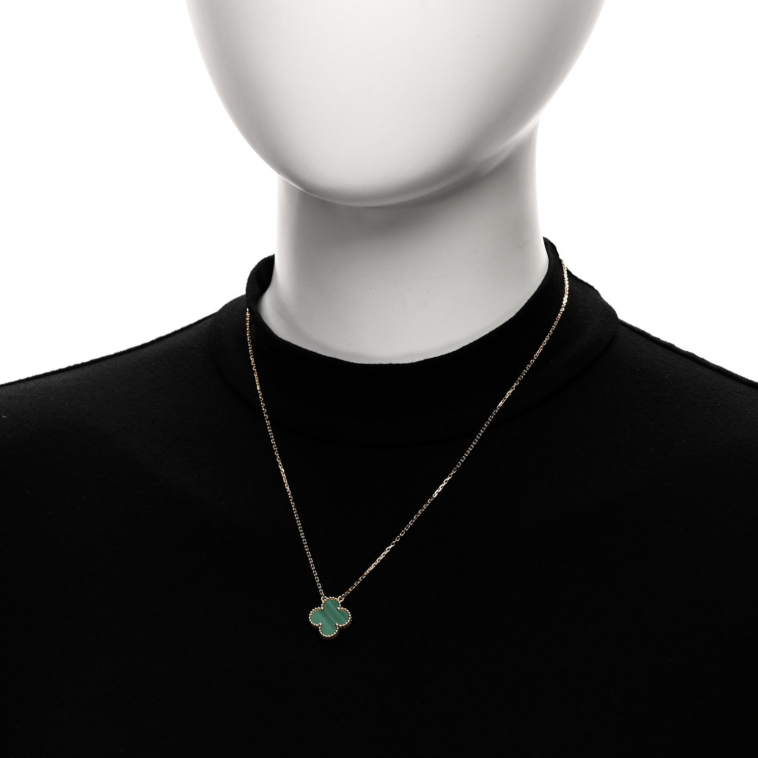 Van Cleef & Arpels 18K Yellow Gold Malachite Vintage Alhambra Pendant Necklace 2 of 5