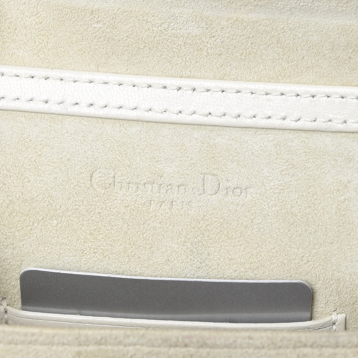 Metallic Calfskin Studded Vertical Diorama Silver