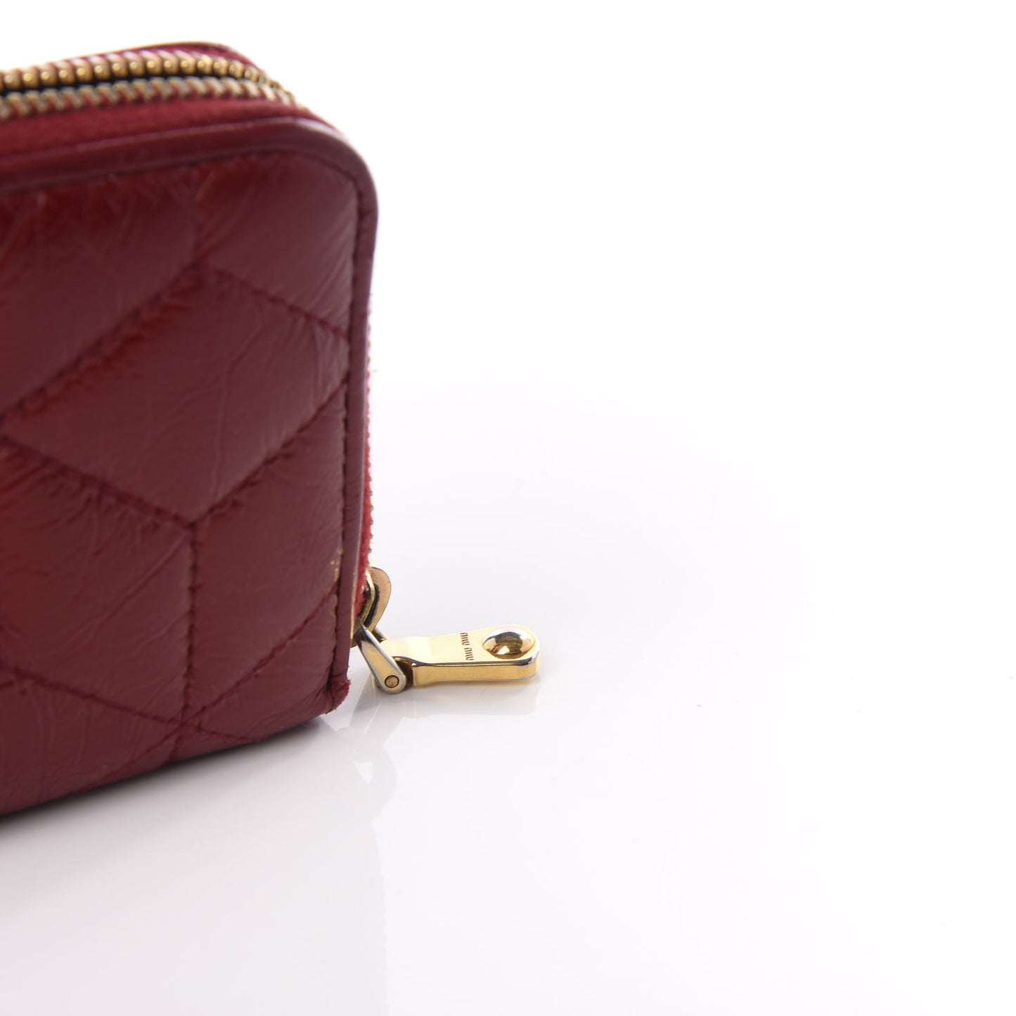 Patent Quilted Zip Around Wallet Burgundy