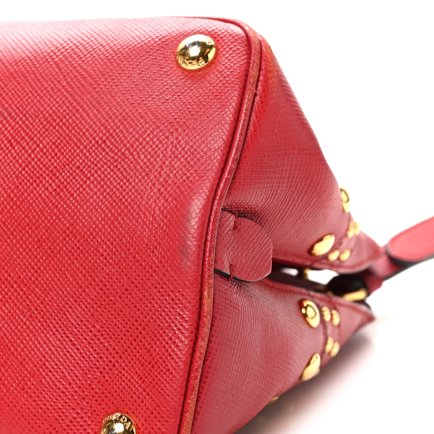Prada Saffiano Studded Bijou Tote Red 10 of 11