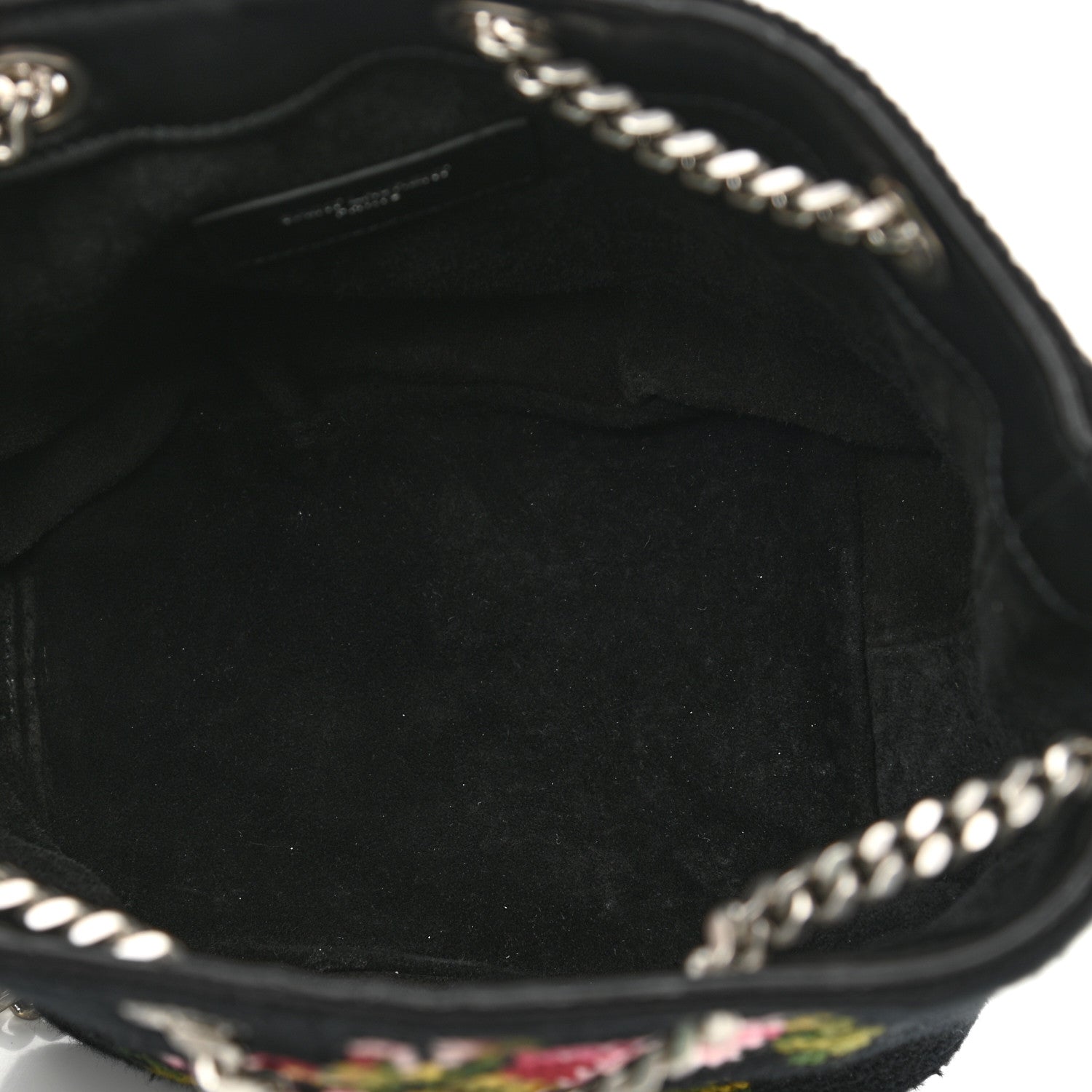 Saint Laurent Woven Wool Embroidered Baby Emmanuelle Bucket Bag Black 5 of 10