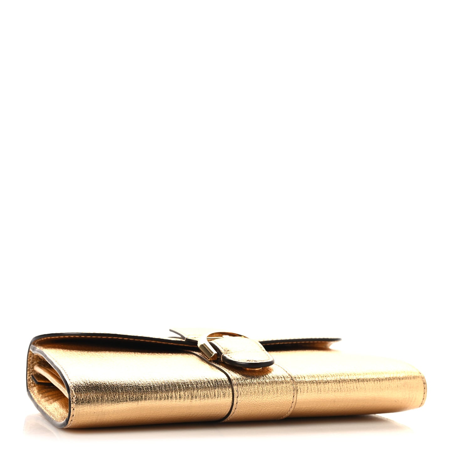 Metallic Rodeo Calfskin Brillant Wallet On Chain Satin Gold